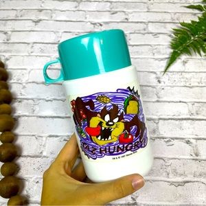 Warner’s Bros Tasmanian Devil Taz Looney Tunes Thermos Cup Blue Vintage 1997 90s